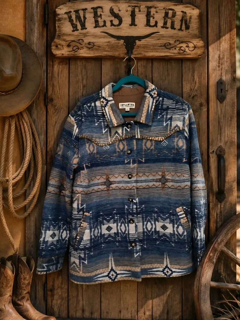 Idyllwind Blue and Tan Patterned Western Jacket